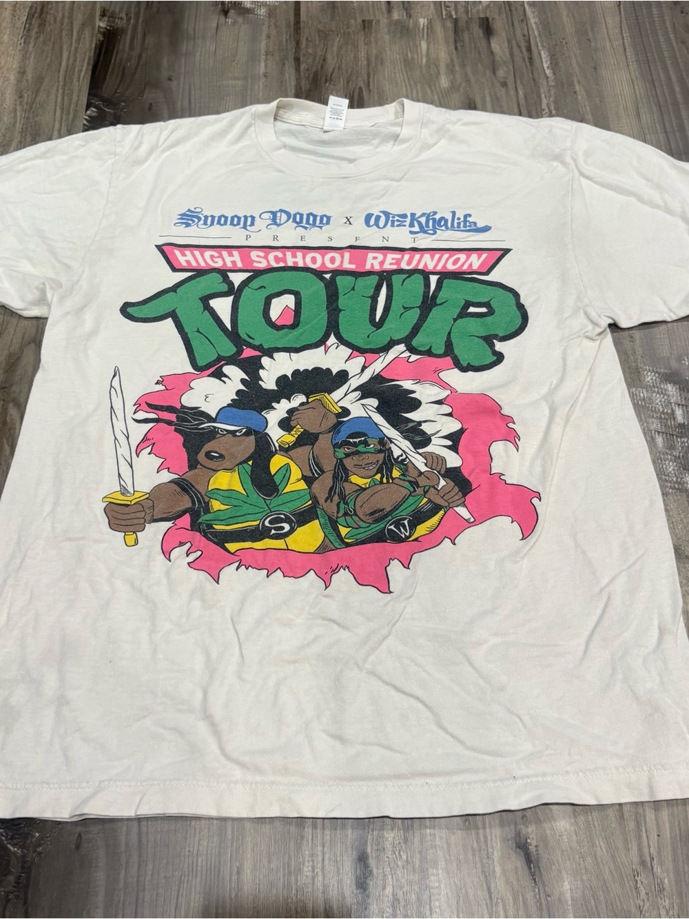 Snoop Dogg x Wiz Khalifa High School Reunion Tour TMNT Parody T-Shirt SZ L
